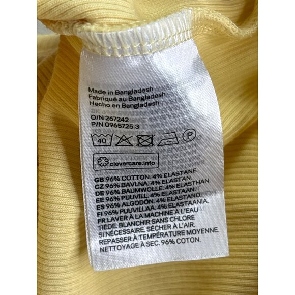 H&M Womens Ribbed Cropped Tank Top Size S Pale Yellow - Picture 4 of 5